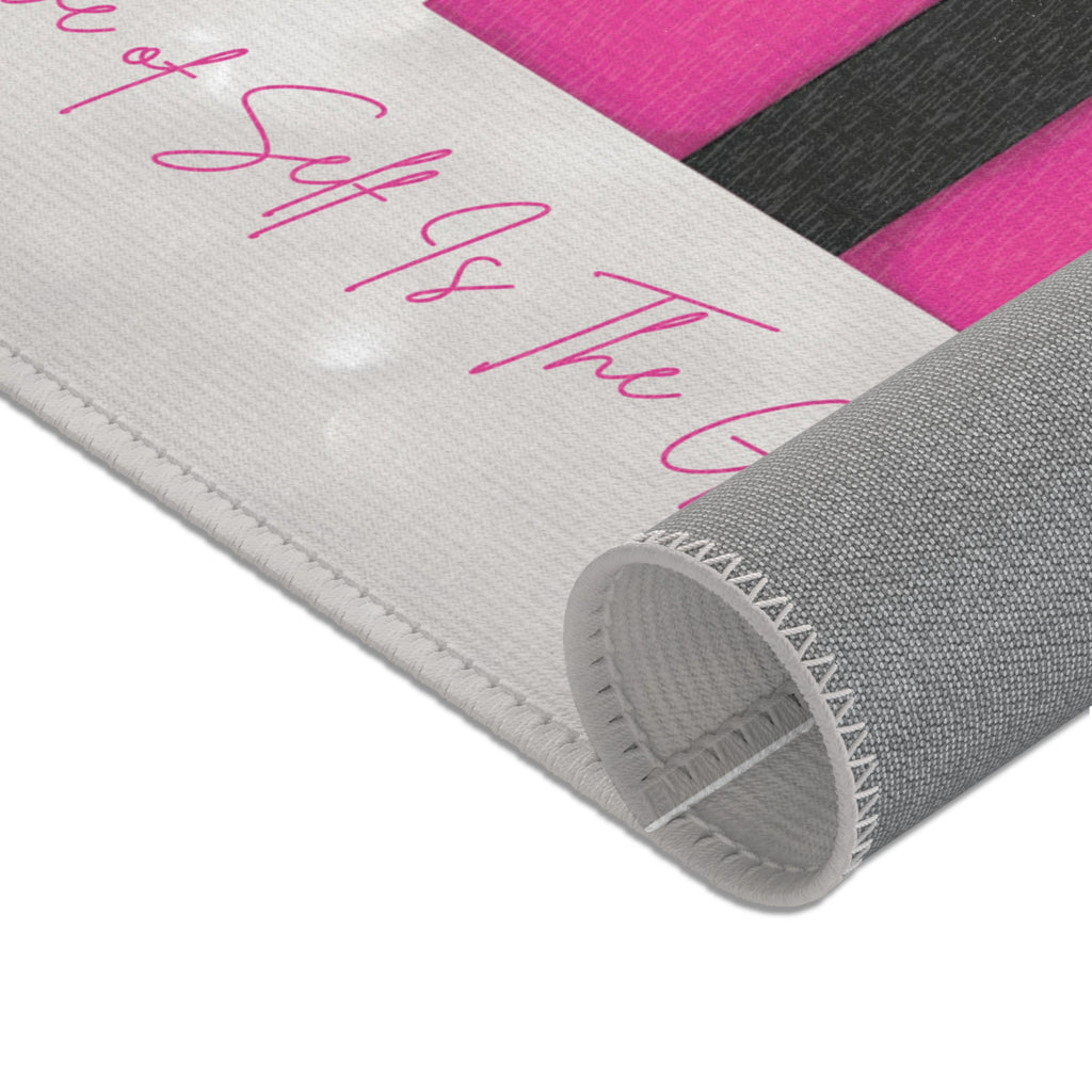 There's nothing like an inspirational quote area rug to give life to your space. This 24x36 beauty will make a bold statement of self love in any room in your home.